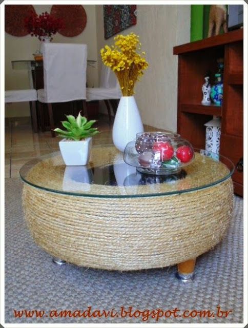 Mesa de centro reutilizando llanta de coche: Ideas creativas para tu hogar